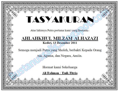 Download Template Undangan Walimatul Ursy Tahlil Dan Aqiqah